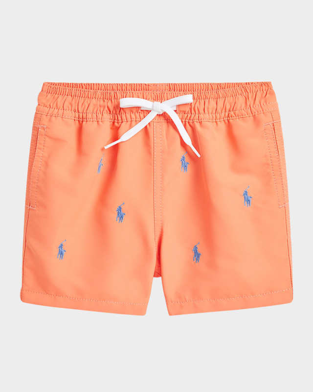 Boy's Pony Embroidered Swim Shorts, Size 3M-24